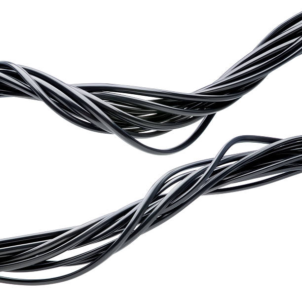 Two sets of black twisted wires on a white background