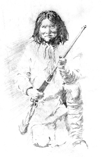 My pencil sketch of Geronimo, Native American leader of the Chiricahua Apache. (Born-June 16, 1829 – Died-February 17, 1909).