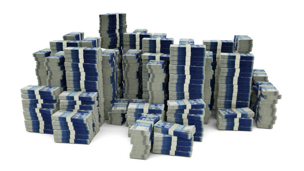 istock Big stack of Moroccan Dirham notes. A lot of money isolated on white background. 3d rendering of bundles of cash 1467162033
