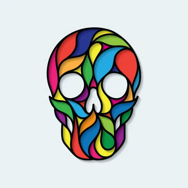 Vector illustration of Colorful abstract human skull