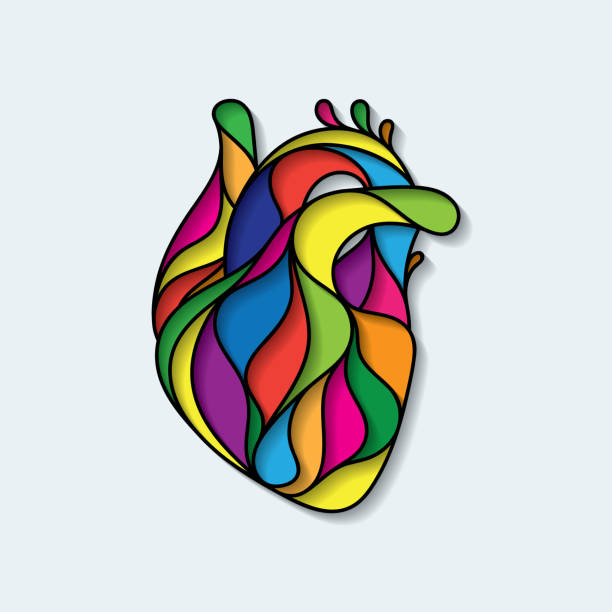 다채로운 추상 인간의 마음 - glass heart stock illustrations