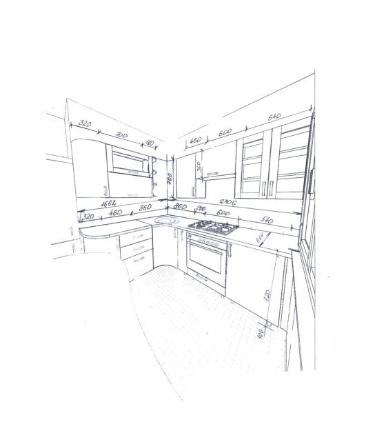 istock Sketch, drawing of furniture for the kitchen with dimensions 1467176201