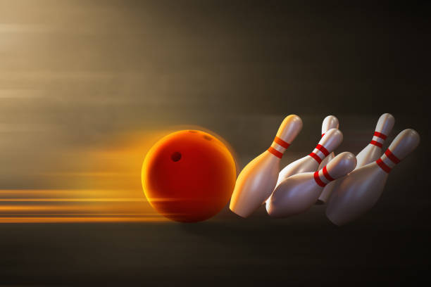 bowlingkugel auf 3d-illustration - strike stock-fotos und bilder