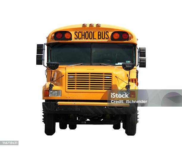 Schoolbus — стоковые фотографии и другие картинки Школьный автобус - Школьный автобус, Вид спереди, Изолированный предмет