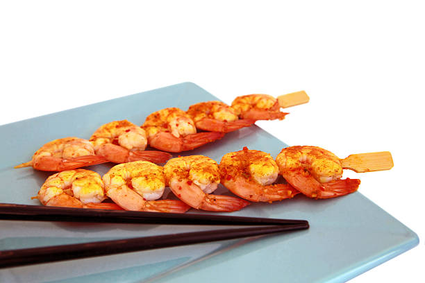 Spicy Shrimp Brochettes stock photo