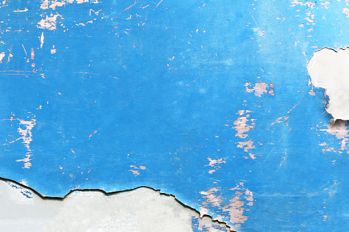 old blue painted metal surface crack abstract texture background