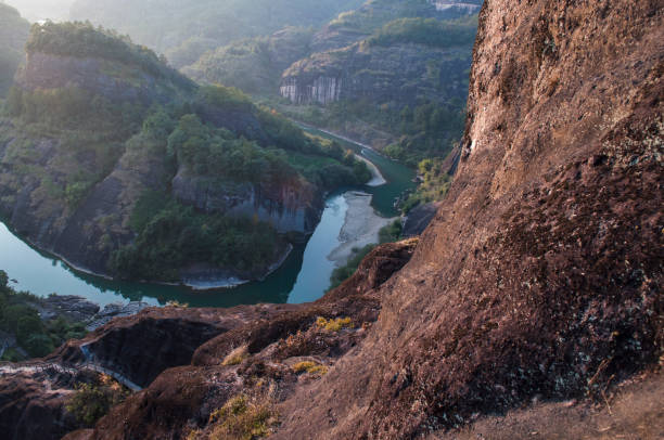 istock River making a 180 degree turn in front of a big rock 1467192366