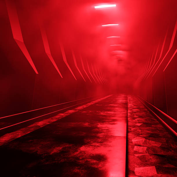 Horror Atmosphere With Red Light And Smoke, 3D Render Fashion Design