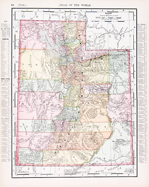 istock Antique Vintage Color Map of Utah, USA 146720127