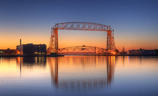 Duluth Minnesota Lift Bridge Dawn stock photo