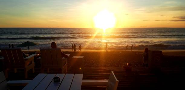 Sunset view at canggu beach,bali,indonesia Photo of sunset view at canggu beach,bali,indonesia kuta beach stock pictures, royalty-free photos & images