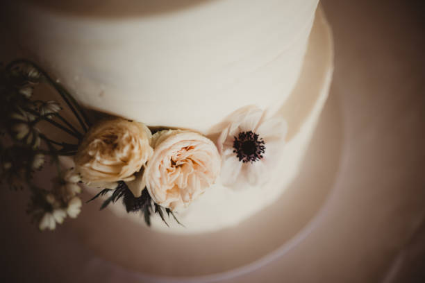 Top down photo of wedding cake layer