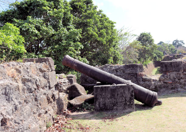 istock Antique Spanish cast iron cannons 1467213409