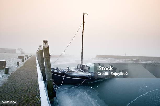 Sailing Boat On A Cold Day In Winter Stock Photo - Download Image Now - Cold Temperature, Dutch Culture, Fog