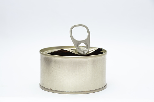 iron can for preserving food on a white background, preservation