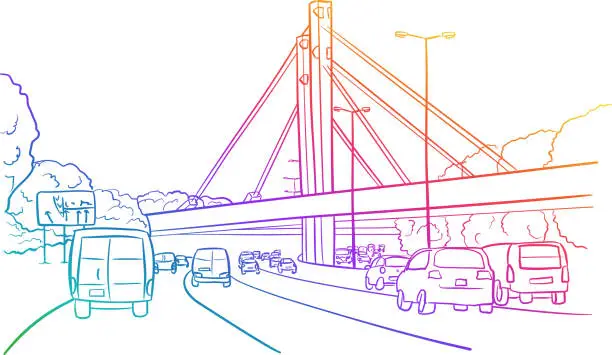 Vector illustration of English Highway And Overpass Rainbow