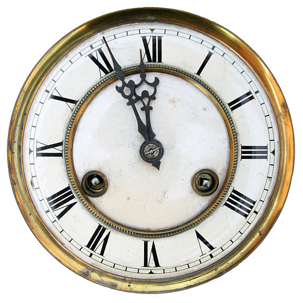 старые часы циферблат изолированные - clock face clock antique number стоковые фото и изображения