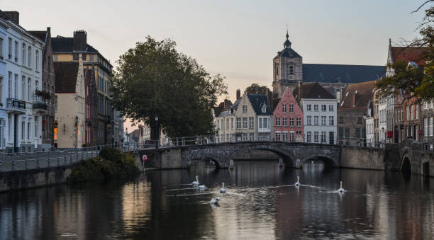 istock Old buildings with canal in Bruges, Belgium 1467221349
