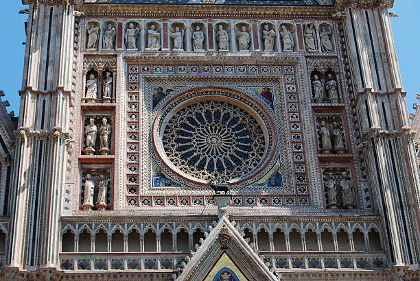 Rose window of cathedral stock photo