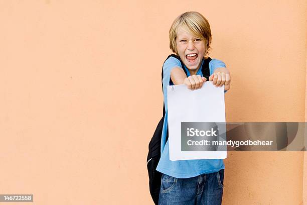 Happy Child With Good Exam Results Stock Photo - Download Image Now - Advice, Boys, Cheerful