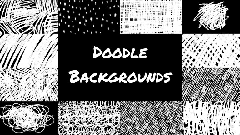 Pack of Animated Hand Drawn Scribbles Doodle Backgrounds.