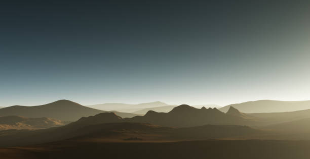 istock Dust storm on Mars. Sunset on Mars. Martian landscape. 3D rendering 1467226152
