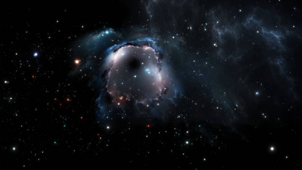 istock Giant glowing nebula. Space background with blue nebula and stars 1467226230