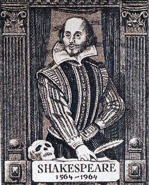 William Shakespeare Close view of a US postage stamp issued to commemorate 400ths anniversary of his birth. william shakespeare photos stock pictures, royalty-free photos & images