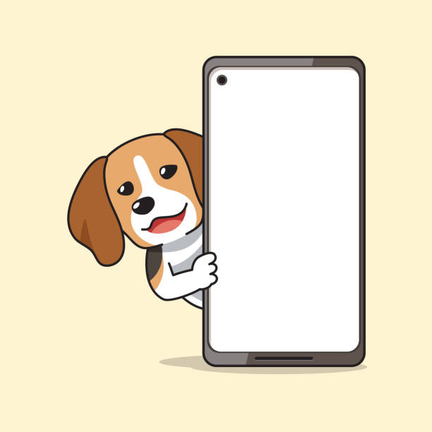 istock Cartoon character beagle dog and smartphone 1467231212
