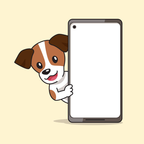 istock Cartoon character jack russell terrier dog and smartphone 1467231244