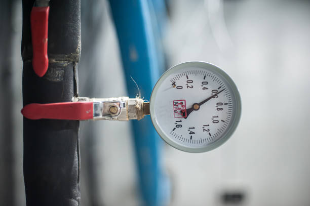 Pressure regulator valve that controls the pressure of a fluid or gas in factory supply