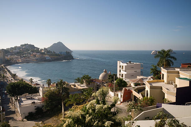 Elevated view of the yacht club in the city of Mazatlan, Mexico.