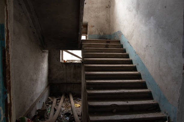 istock old abandoned unfinished building with stairs, house 1467239603