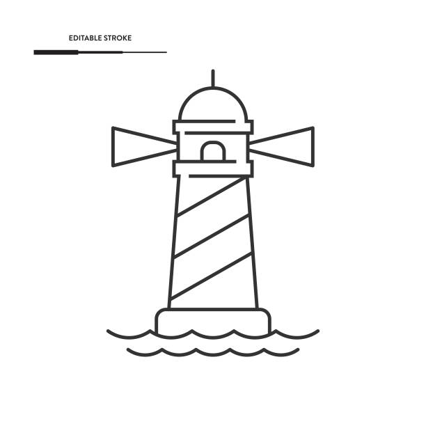 illustrazioni stock, clip art, cartoni animati e icone di tendenza di icona del faro vector design. - sea safety antenna radar