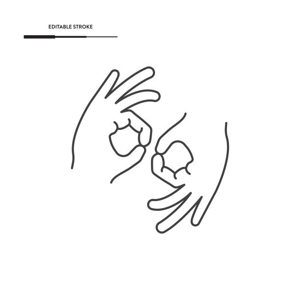 векторный дизайн иконки сурдопереводчика. - sign language american sign language human hand deaf stock illustrations