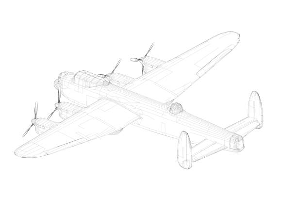 3d illustration. A four -engine heavy English bomber from the Second World War