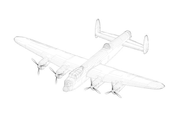 istock 3d illustration. A four -engine heavy English bomber from the Second World War 1467240014