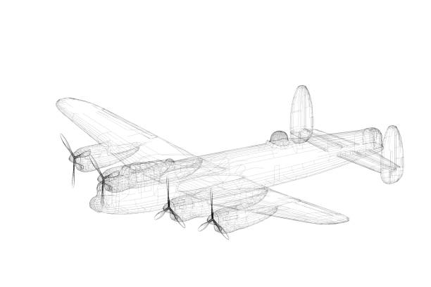 istock 3d illustration. A four -engine heavy English bomber from the Second World War 1467240015