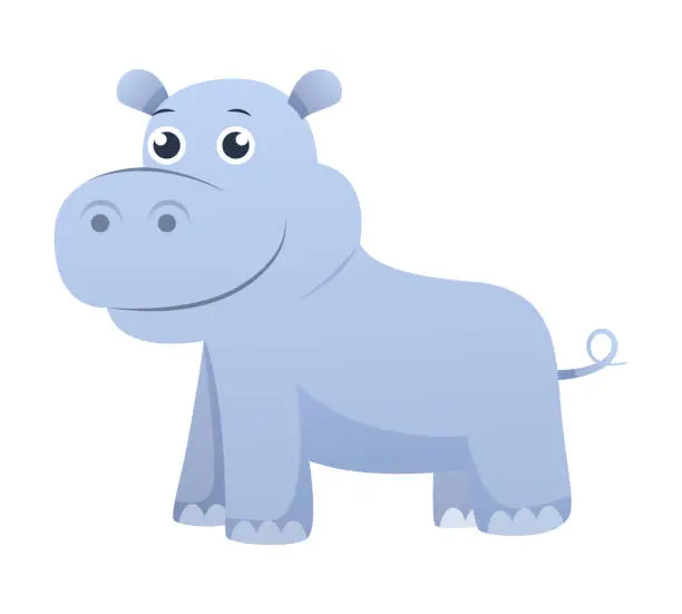 Vector illustration of Hippopotamus . Cute isolated cartoon vector .