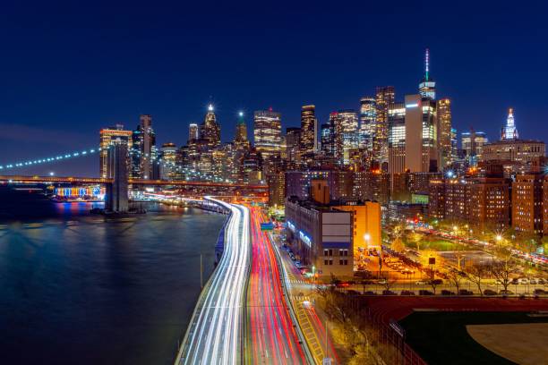 istock the city skyline is lit up with long exposures at night 1467246319