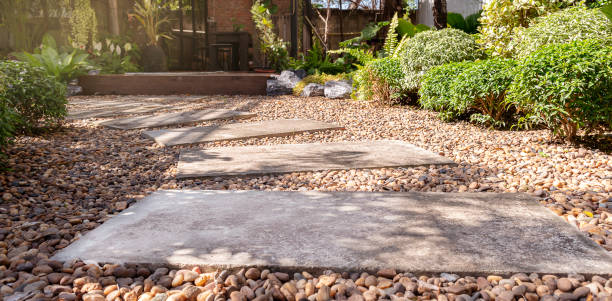 istock Stone block walk way on gravel stone floor 1467249592