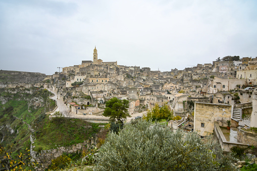 Panoramic view of the ancient town of Matera (Sassi di Matera) in Basilicata region, southern Italy