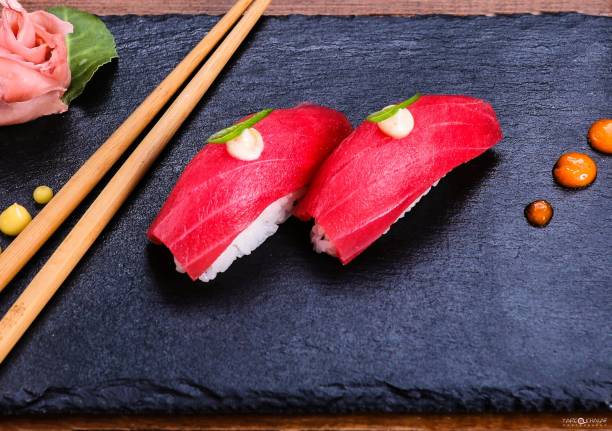 istock Chinese sushi set on black kitchen board 1467250725