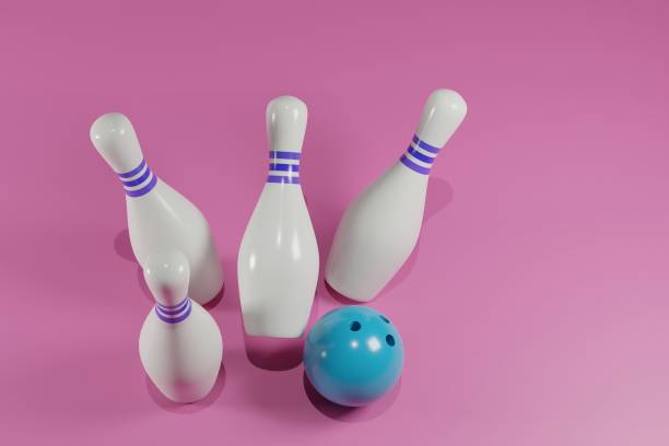 istock 3D rendering illustration blue ball and scattered white skittles isolated on pink background. 1467255013