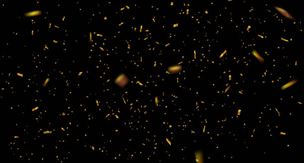 istock Golden confetti falling from the sky.3d metal confetti and ribbons,luxury background 1467256364