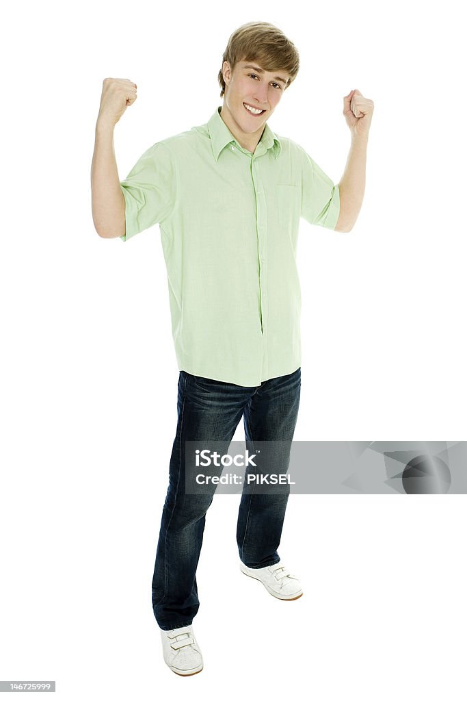 Молодой человек Демонстрировать мускулы - Стоковые фото Белый фон роялти-фри
