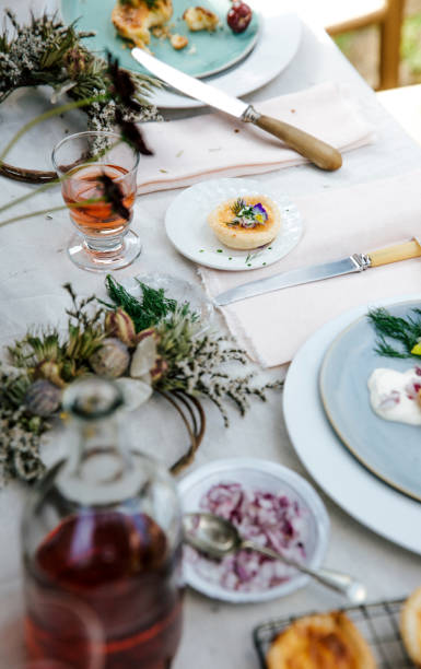 istock Decorated table for lunch outdoors 1467261080