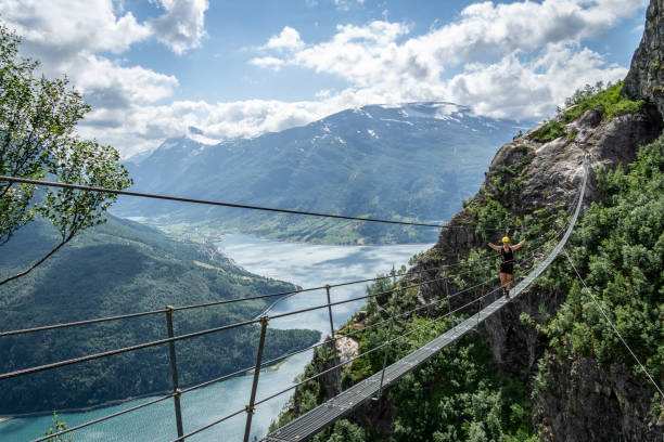 istock Beautiful shot of hanging bridge on a mountain 1467263146