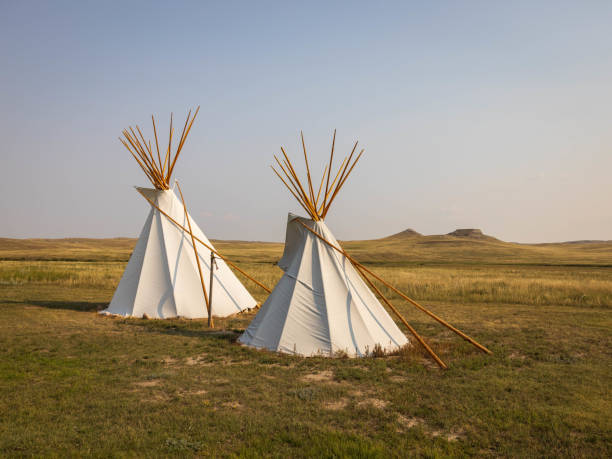 istock Close-up shot of beautiful two teepees under the sky 1467263329