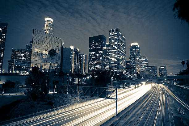istock Los Angeles at night in black and white 146726391